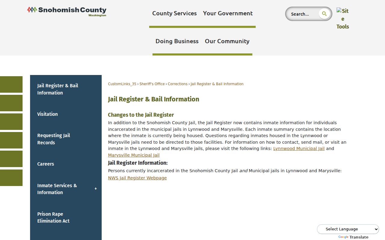 Eastmont people search using Snohomish County jail register records